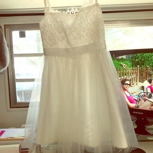 Flower girl dress. Ivory, satin, lace and tulle